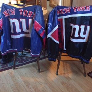 Two nfl Giants leather bomber jackets